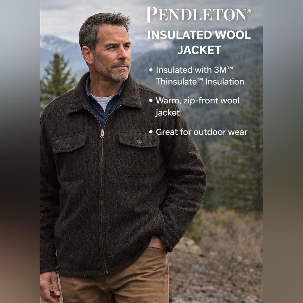 Pendleton Wool Field Coat Zip-Front Insulated Out… - image 2